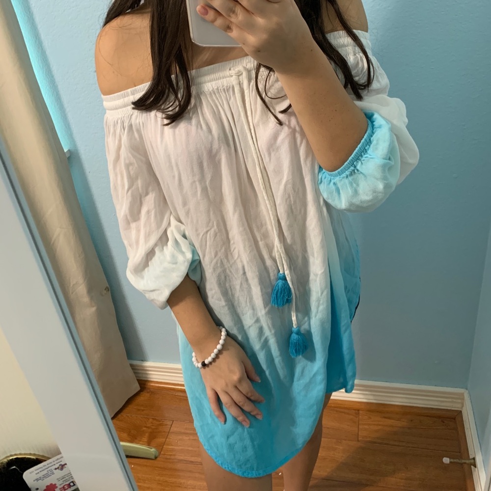 White and Blue Beach Cover Up